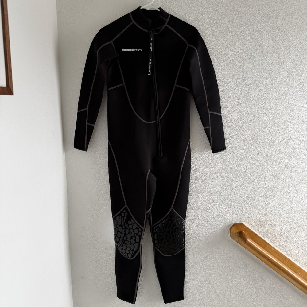 SeaSkin 3mm Wetsuit Mens XS, Full Body Diving Suit Front Zip Wetsuit Black